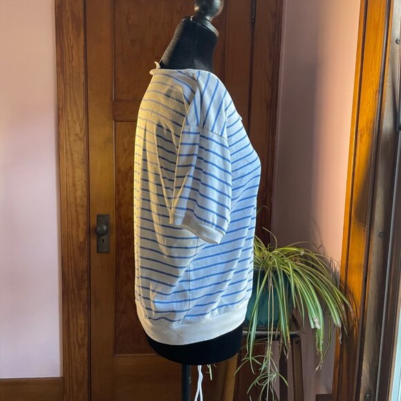 Vintage 80s Chesterfield Striped Knit Top Retro Tennis Coastal Grandma Old Money - Picture 4 of 8